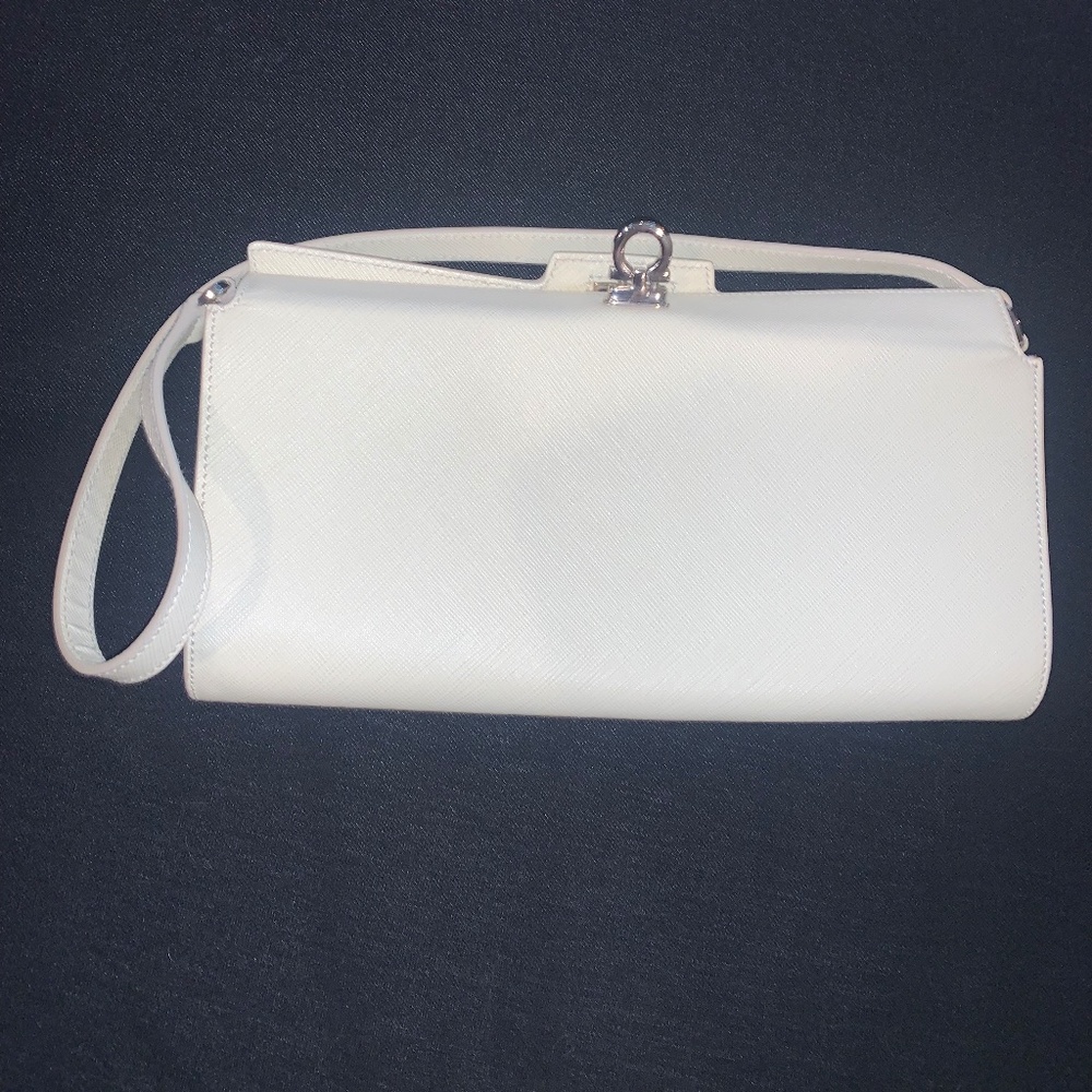 Salvatore Ferragamo white leather shoulder bag